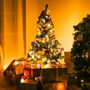 Yescom Christmas Tree Artificial with Lights,4Ft Green Xmas Tree,Foldable Hinged,200 Branch Tips