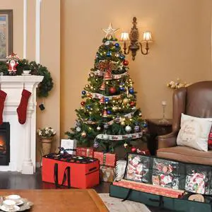 Yescom Christmas Tree Artificial with Lights,7.5Ft Green Xmas Tree,Foldable Hinged,1000 Branch Tips