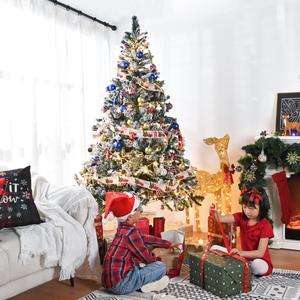 Yescom White Christmas Tree Artificial,7Ft Flocked Xmas Tree,Foldable Hinged,1166 Branch Tips