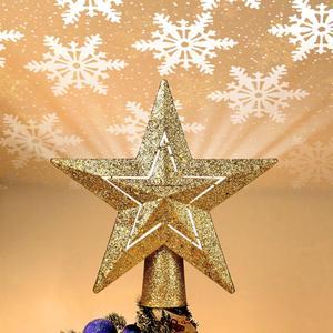 Yescom Christmas Tree Topper Star,3D Snowflake Rotating Projector,LED Lights,Golden Star Xmas Décor