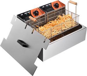 5000W 20L Electric Countertop Stainless Steel Deep Fryer Single Tank Basket Commercial Restaurant 5000W 20L Electric Countertop Stainless Steel Deep Fryer Single Tank Basket Commercial Restaurant