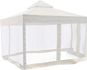 Yescom 10x10Ft Gazebo Top Replacement With Mesh Net 2Tier Fit for Y00610T07NET Outdoor Canopy Cover Patio Yard White