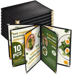WeChef 10 Pack Restaurant Menu Covers 8.5" x 11" Book Style 8 Views Clear Cafe