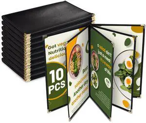WeChef 10 Pack Restaurant Menu Covers 8.5" x 14" Book Style 8 Views Clear Cafe