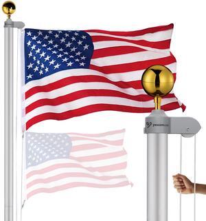 Yescom Bravery 25ft 13 Gauge Thicken Sectional Flag Pole Kit for Outside House with USA Flag Top Sliver Yescom Bravery 25ft 13 Gauge Thicken Sectional Flag Pole Kit for Outside House with USA Flag Top Sliver