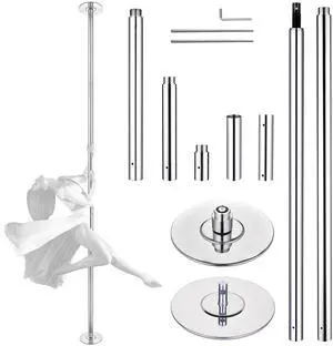 Yescom 11FT Professional Stripper Pole Static Spinning Dancing Pole Kit with Extensions for Home Gym Fitness ,Silver