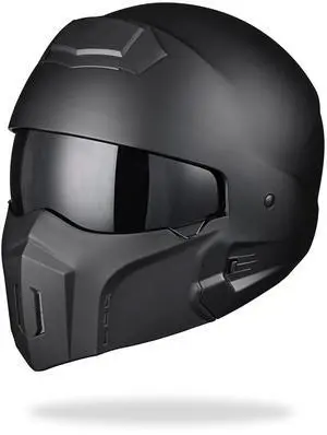 AHR Motorcycle Helmet Open Face w/ Detachable Chin Guard Visor DOT Approved L