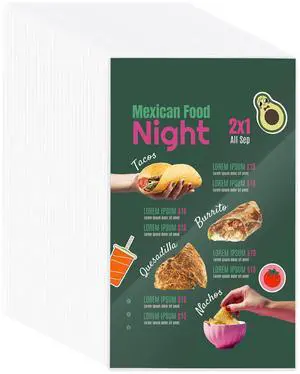 WeChef 8.5"x14" Double-Sided All Clear Vinyl Menu Cover 2 View Plastic Menu Holder Top Loading Restaurant Cafe 30 Pack