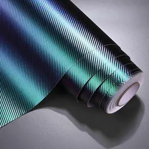 Yescom 5x100 FT 3D Carbon Fiber Vinyl Wrap Film Roll w/ Air Release Chameleon Gradient