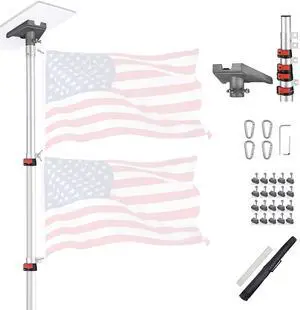 Yescom EZ GO 14ft Telescopic Flag Pole Kit with Starlink Gen3 Pipe Adapter for Outdoor Tailgate Party