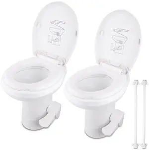Yescom RV Toilet Gravity Flush Camper Toilet 20" High Profile Travel Trailer Toilet for RV 2 Packs
