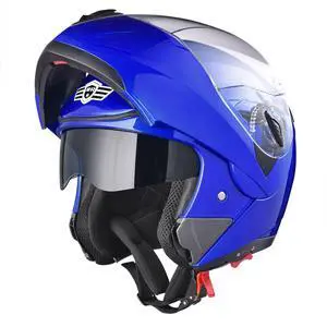 AHR RUN-M Full Face Flip up Modular Motorcycle Helmet DOT Approved Dual Visor Motocross Blue L