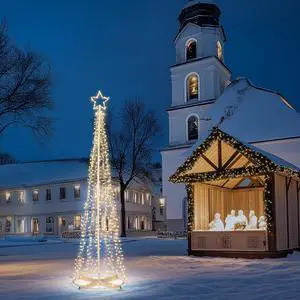 Yescom Vast-Starry 12Ft Solar Christmas Cone Tree Light 1120 LED Light 8 Function Outdoor Holiday Decor Warm White