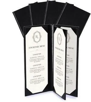 WeChef 5 Pack Menu Covers 4.25"x11" 4 View Angled Corners Wine List Restaurant WeChef 5 Pack Menu Covers 4.25"x11" 4 View Angled Corners Wine List Restaurant