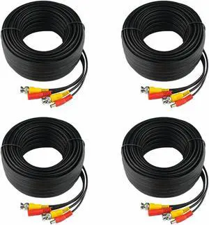 4 pack of 100 feet (total 400 Feet) for Security Camera System CCTV Video Power Cable BNC RCA Cord Wire