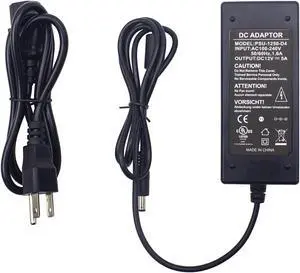 Ultrapoe 2- Pack DC12V 5A Power Supply Adapter AC100-240V Transformers for 12V LED Strip Lights 2.5mm X 5.5mm UL Listed