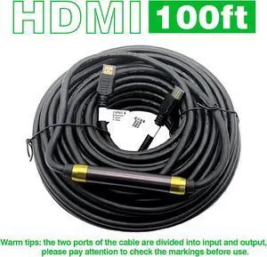 4K HDMI Cable 2.0 100FT 1 Pack HDMI Cord 3D High Speed For BLURAY DVD PS3 HDTV XBOX LCD TV LAPTOP PC Multipack Lot Black 1 Pack 100 ft.