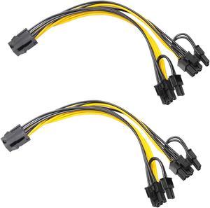 PCI-e 6 Pin Male to Dual 8 Pin (6+2) Male PCI Express Power Adapter Cable for EVGA Modular Power Supply Cable for Graphics Video Card 8 pin Splitter 8.86 inches(2PCS)