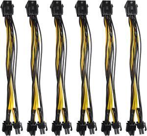 PCI-e 6 Pin Female to Dual 8 Pin (6+2) Male PCI Express Power Adapter Cable for EVGA Modular Power Supply Cable for Graphics Video Card 8 pin Splitter 8.86 inches(6PCS)