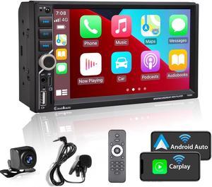 Podofo Double 2 Din 7'' Universal Car Stereo Radio Apple Carplay Android  Auto Mirror Link HD Touch Screen Car Audio Multimedia Player MP3 MP5  Bluetooth FM USB(Rear Camera Not Included) 