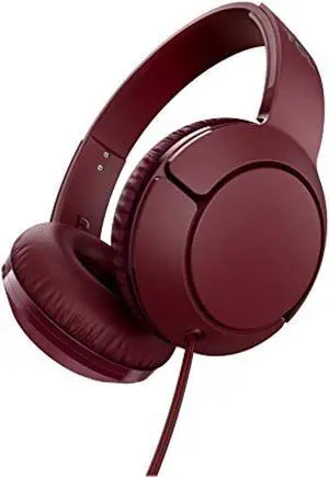 TCL Mtro200 On-Ear Wired Headphones Super Light Weight Headphones with 32mm Drivers for Huge Bass and Built-in Mic - Burgundy Crush (MTRO200RD)