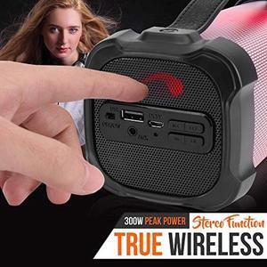 Wireless Portable Bluetooth Boombox Speaker - 300 Watt Rechargeable Boom Box Speaker Portable Music Barrel Loud Stereo System with AUX Input, MP3/USB Port, Fm Radio, 2.5" Tweeter - Pyle PBMSPRG4