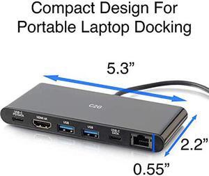 C2G Docking Station, USB C Docking Station, 4K Docking Station, Compatible with USB-C & Thunderbolt 3 Laptops, Black, Cables to Go 28845