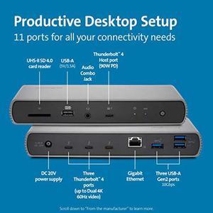 Kensington SD5700T Thunderbolt 4 Docking Station, Dual 4K, 90W PD - Window and Mac OS (K35175NA)
