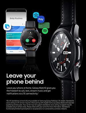 SAMSUNG Galaxy Watch 3 45mm GPS Bluetooth Unlocked LTE Smart Watch with Advanced Health Monitoring Fitness Tracking and Long Lasting Battery  Mystic Black US Version