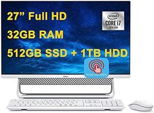 Dell Inspiron 27 7000 Flagship All in One Desktop Computer 27 Full HD Touchscreen 10th Gen Intel QuadCore i710510U 32GB DDR4 512GB SSD 1TB HDD WiFi Webcam Win 10  OEM