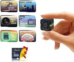 Spy Camera Wireless Hidden Camera with Audio and Video Recording HD 1080P Mini Spy Cam Portable Small Nanny Cam Night Vision & Motion Detection for Home Office Outdoor with 32GB Card & Card Reader.