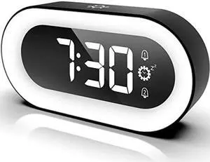 Digital Alarm Clock for Bedrooms - LED Night Light Alarm Clock with 5 Modes, USB Rechargeable Digital Clock, Snooze Function Smart Alarm Clocks for Heavy Sleepers Adults, Kids, Teens (Black)