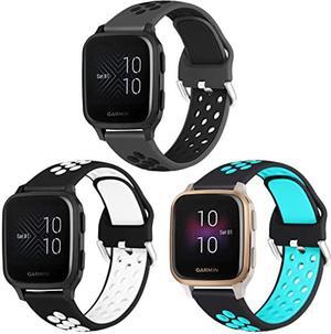 Jobese Compatible with Garmin Venu Sq Band, 20mm Silicone Wristband Compatible with Garmin Venu/Venu Sq Music/Galaxy Watch Active 2, Women Men(3 Pack)