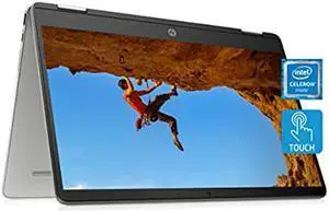 HP Chromebook x360 14 Laptop, Intel Celeron Processor, 4 GB RAM, 32 GB eMMC, 14" HD (1366 x 768), Chrome OS, Webcam & Dual Mics, Work, Entertainment, School, Long Battery Life (14a-ca0040nr, 2021)