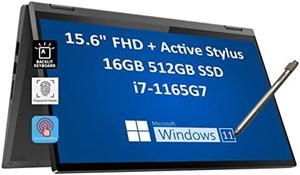 Lenovo IdeaPad Flex 5 5i 15.6" FHD 2-in-1 Touchscreen (Intel 4-Core i7-1165G7, 16GB RAM, 512GB PCIe SSD, Webcam, Active Stylus), Full HD IPS Convertible Laptop, Fingerprint, Backlit, Windows 11 Home