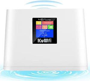 KuWFi Mobile WiFi Hotspot, 4G LTE Router with SIM Card Slot and LCD Display RJ45 | Support T-Mobile and AT&T | 150Mbps Wireless Connect up to 10 Devices(Built-in Antenna, No External)