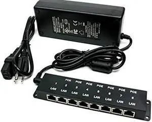 PoE Texas 8 Port PoE Injector - 10/100 Passive Power Over Ethernet with 48V 120W UL Power Supply - 802.3af and 802.3at compatible PoE Injector for VoiP Phones, WiFi Access Points, IP Cameras - Add PoE