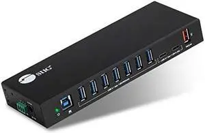 SIIG Industrial Powered USB C & USB 3.1 Hub, Splitter, 10 Port, Powered Multiport Hub Expander for Desktop, Laptop, Tablets, Cellphone, External HD, Keyboard and Mouse (ID-US0811-S1)