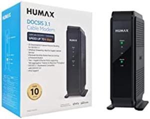 HUMAX HGD310 - DOCSIS 3.1 Cable Modem, Approved for Xfinity & Spectrum, Black, Max Internet Speed Plan 2000 Mbps