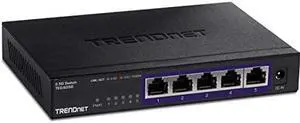 TRENDnet 5-Port Unmanaged 2.5G Switch, 5 x 2.5GBASE-T Ports, 25Gbps Switching Capacity, Backwards Compatible with 1000Mbps Devices, Fanless, Wall Mountable, Black, TEG-S350