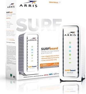 ARRIS Surfboard (8x4) Docsis 3.0 Cable Modem Plus AC1600 Dual Band Wi-Fi Router, Certified for Comcast Xfinity, Spectrum, Cox & More (SBG6700AC), White, Max Download Speed: 343 Mbps