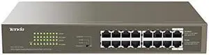 Tenda 16-Port Unmanaged Gigabit Ethernet Switch, Ethernet Splitter(TEG1116P)|16 PoE+ Ports@150W|Plug & Play|Shielded Ports|Sturdy Metal|Desktop/Wall-Mount|Limited Lifetime Protection