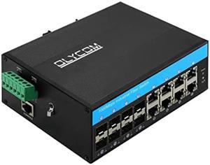 OLYCOM POE Switch 8 Port Managed Outdoor Switch L2 10/100/1000M 8 Port SFP with Din Rail Mounted Vlan QoS STP/RSTP