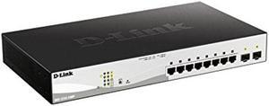 D-Link PoE+ Switch, 8 10 Port Smart Managed Layer 2+ Gigabit Ethernet with 2 Gigabit SFP Ports and 130W PoE Budget (DGS-1210-10MP)