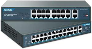 YuanLey 18 Port PoE Switch Bundle with 26 Port PoE Switch, 2 Uplink Gigabit, 250W/400W Built-in Power, 802.3af/at, Rackmount Unmanaged Plug and Play