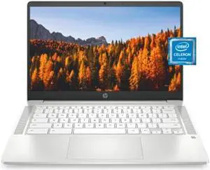 HP Chromebook 14 Laptop, Intel Celeron N4020, 4 GB RAM, 32 GB eMMC, 14" HD Micro-Edge Display, Chrome OS, Thin & Portable, 4K Graphics, Snow White Keyboard (14a-na0023nr, 2021, Ceramic White)