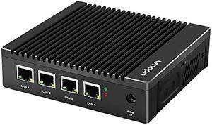 VNOPN Micro Firewall Appliance, 4 Intel 2.5GbE i225 LAN Ports Fanless Mini PC, Home Firewall Router Mini Computer Intel J4125 Quad Core, Support AES-NI, Barebone, NO RAM/Storage, NO WiFi, NO System