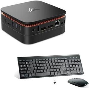 KAMRUI [Bundle] AK1 PRO Mini PC with Wireless Keyboard and Mouse Combo, 16GB RAM/512GB SSD Mini Desktop Computer Intel Celeron N5105 Processor for School Home Office