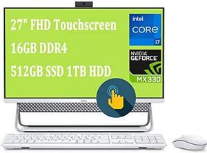 Dell Inspiron 27 7000 7700 AllinOne Desktop Computer I 27 FHD Touchscreen I 11th Gen Intel 4Core i71165G7 I 16GB DDR4 512GB SSD 1TB HDD I GeForce MX330 2GB I USBC HDMI WiFi6 Webcam Win10 Silver