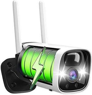 2K Rechargeable Security Camera Wireless Outdoor, 15000mAH Outdoor Smartphone Compatible Security Camera with IP65 Waterproof, Color Night Vision, 2-Way Audio, SD/Cloud Storage, Compatible with Alexa